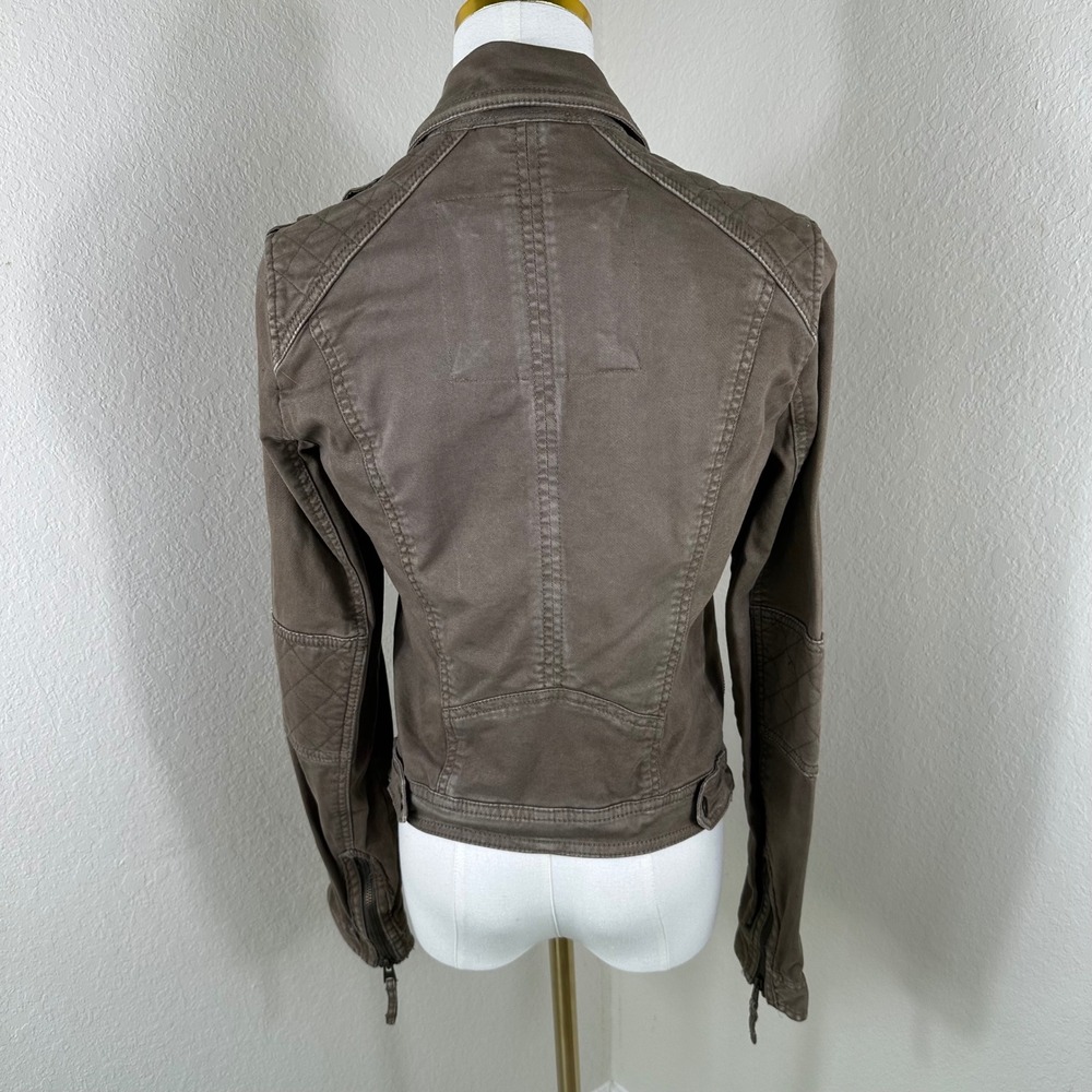Abercrombie & Fitch Moto Jacket Women M Brown Utility Biker Gorpcore Aesthetic - Picture 3 of 7